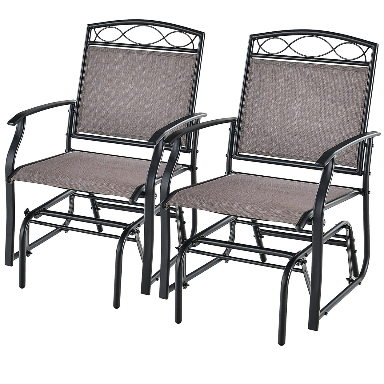 Patio Swing Glider Chairs Set Of 2 Outdoor Metal Glider Armchairs Garden Poolside