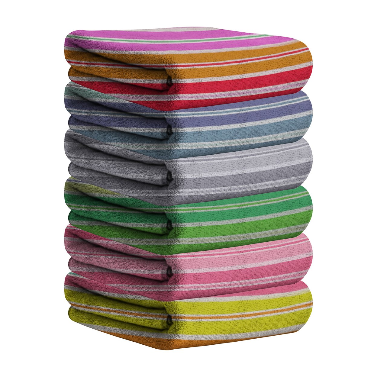 3-Pack: 28x60 Ultra-Soft Bright Printed Velour Pool Beach Lightweight Towel - Stripes