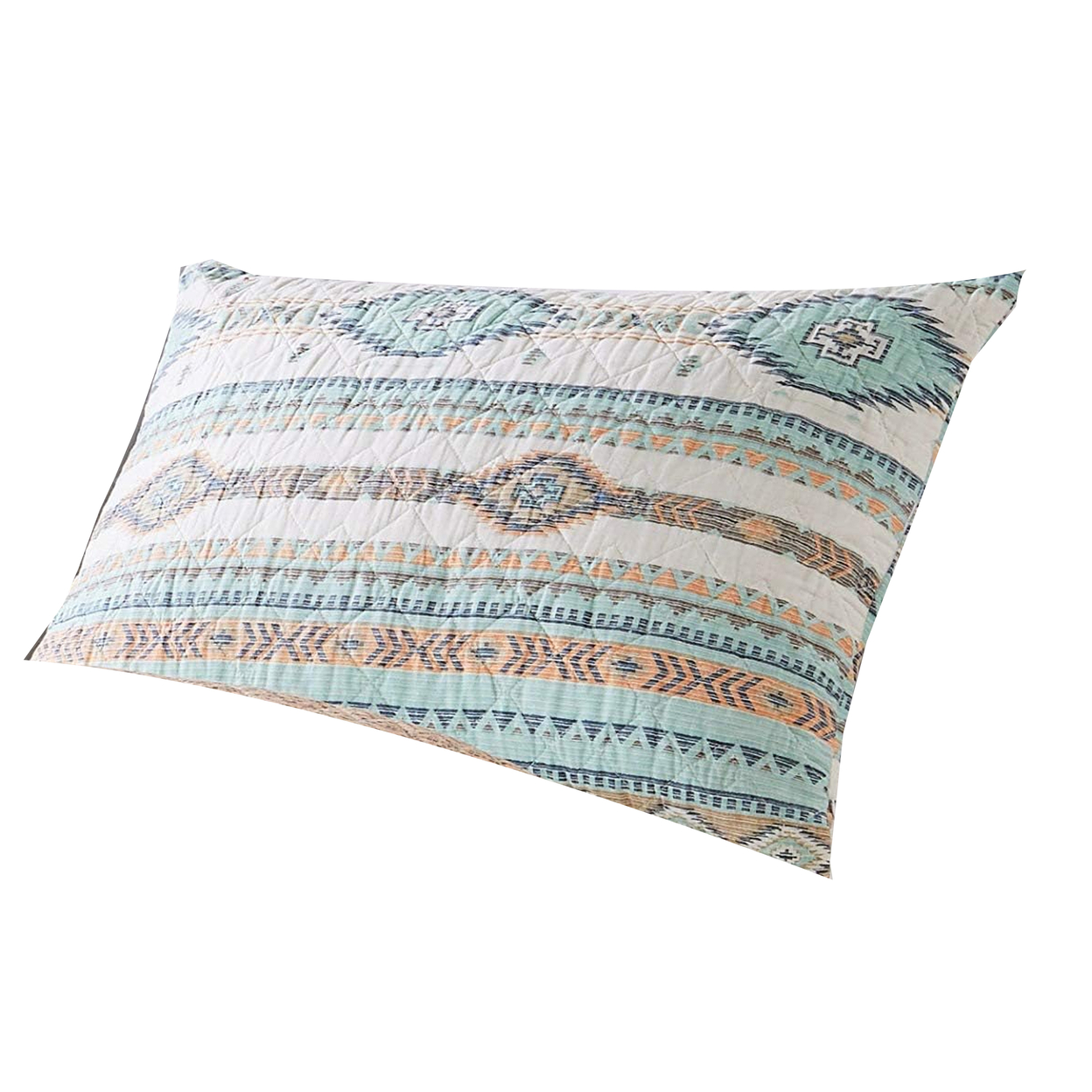 Linda 36 Inch King Pillow Sham, Diamond Quilted Geometric Motif, Multicolor-Saltoro Sherpi