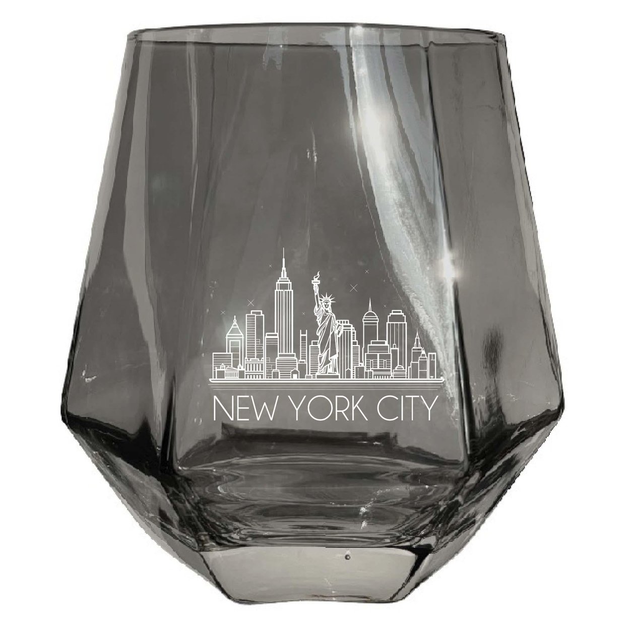 New York City Souvenir Wine Glass EngravedDiamond 15 Oz - Clear,,4-Pack