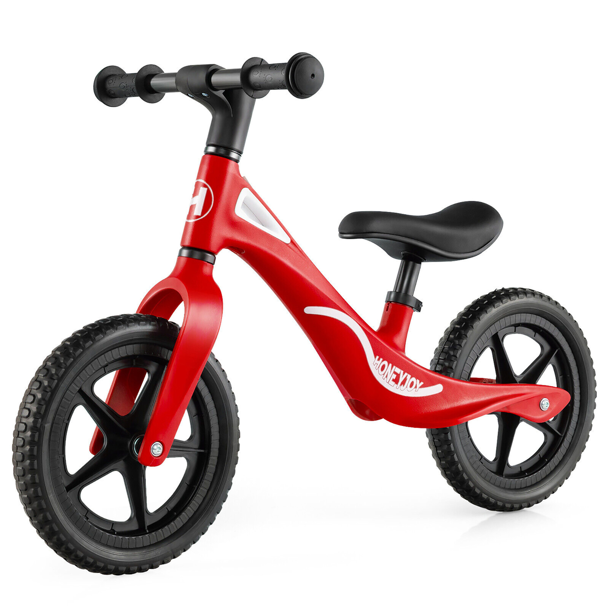 Kids Balance Bike, Lightweight Toddler Bicycle With Rotatable Handlebar - Red