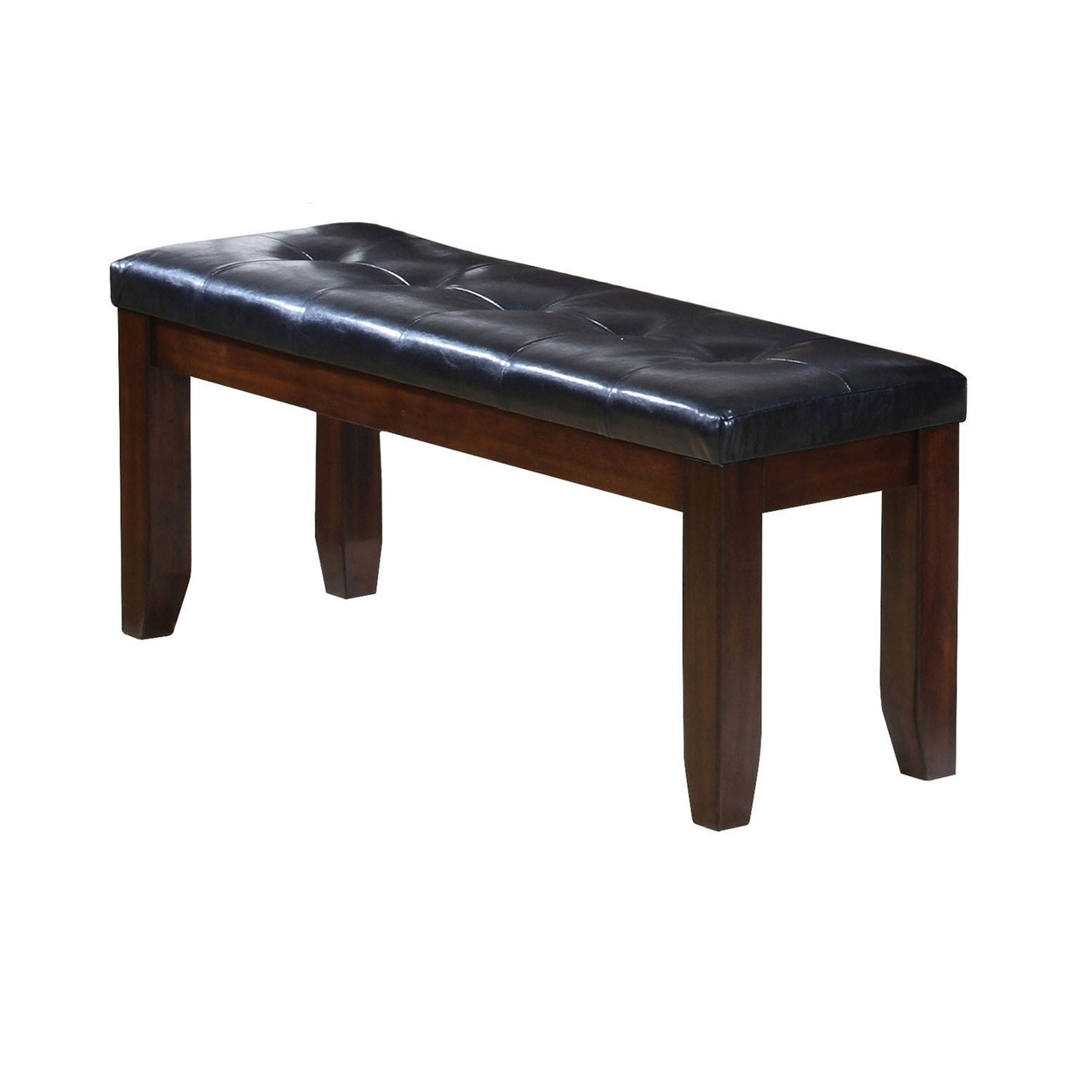 Leather Upholstered Wooden Bench With Tufted Seat, Espresso Brown & Black- Saltoro Sherpi