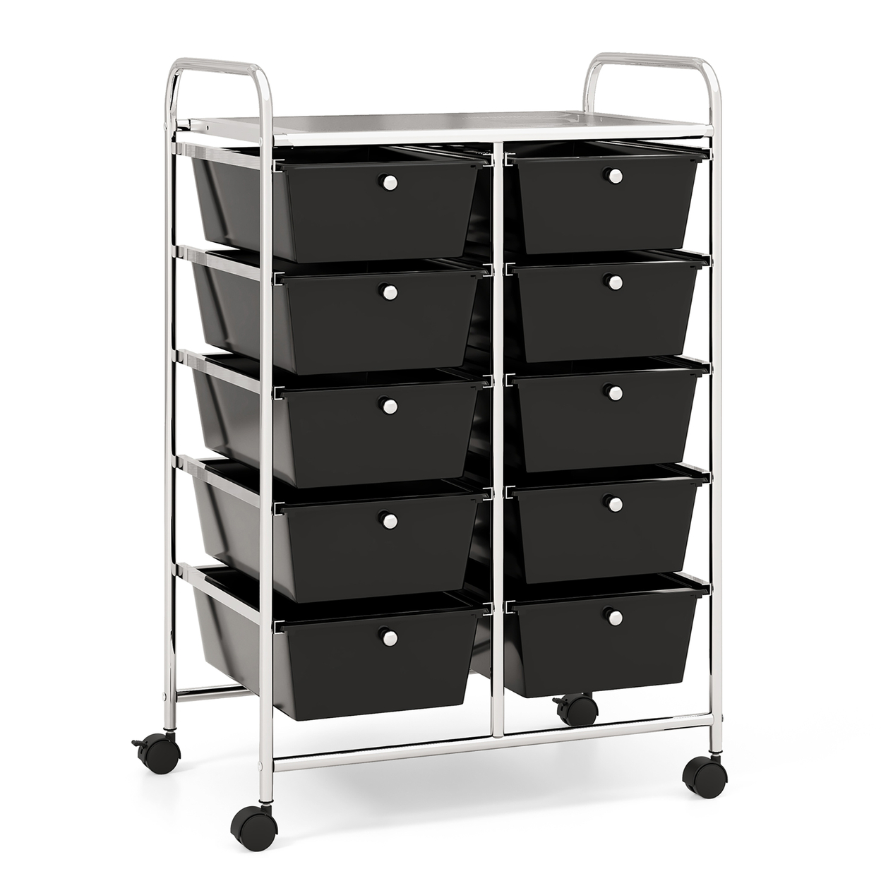 10-Drawer Rolling Storage Cart Tools Scrapbook Paper Organizer On Wheels Black