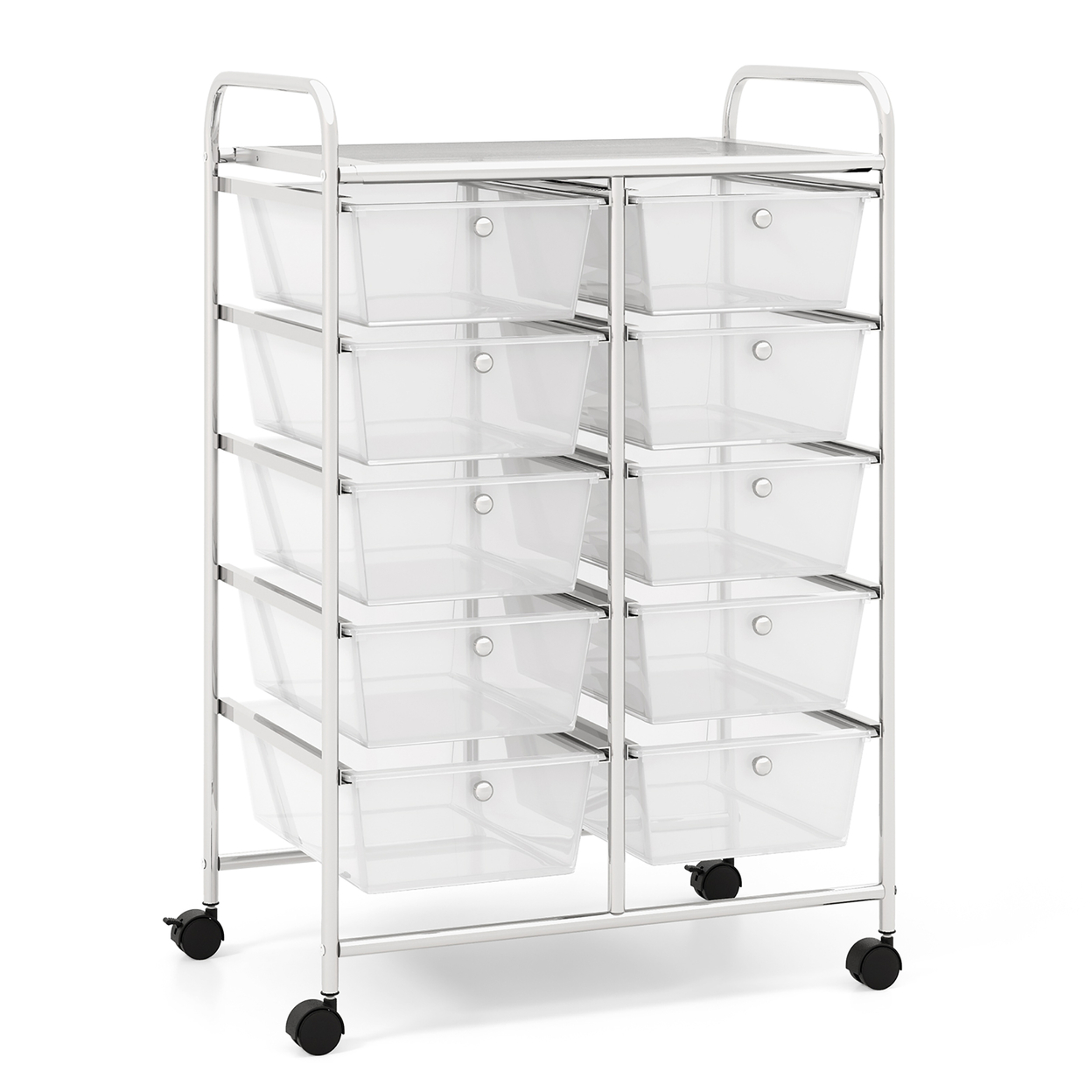 10-Drawer Rolling Storage Cart Tools Scrapbook Paper Organizer On Wheels Clear