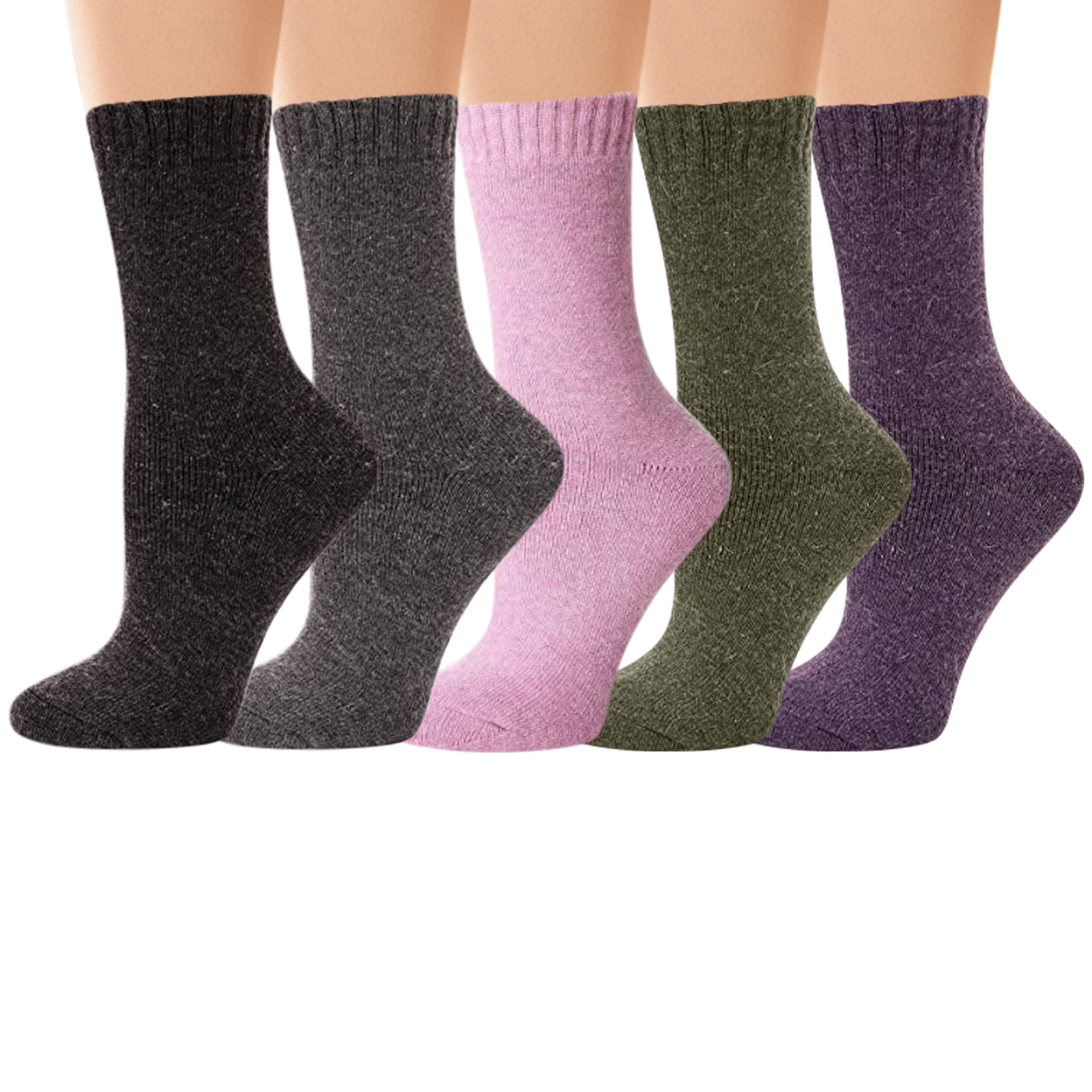 6-Pairs: Women's Warm Thick Merino Lamb Wool Winter Thermal Socks