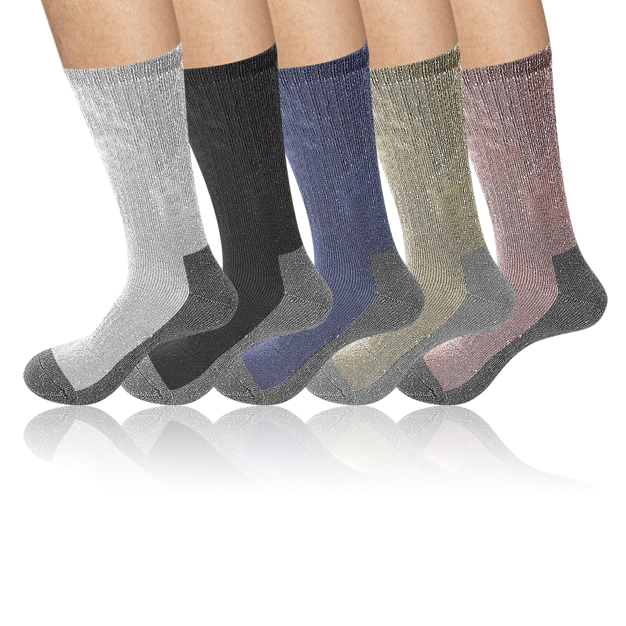 5-Pairs: Men's Warm Thick Merino Lamb Wool Socks