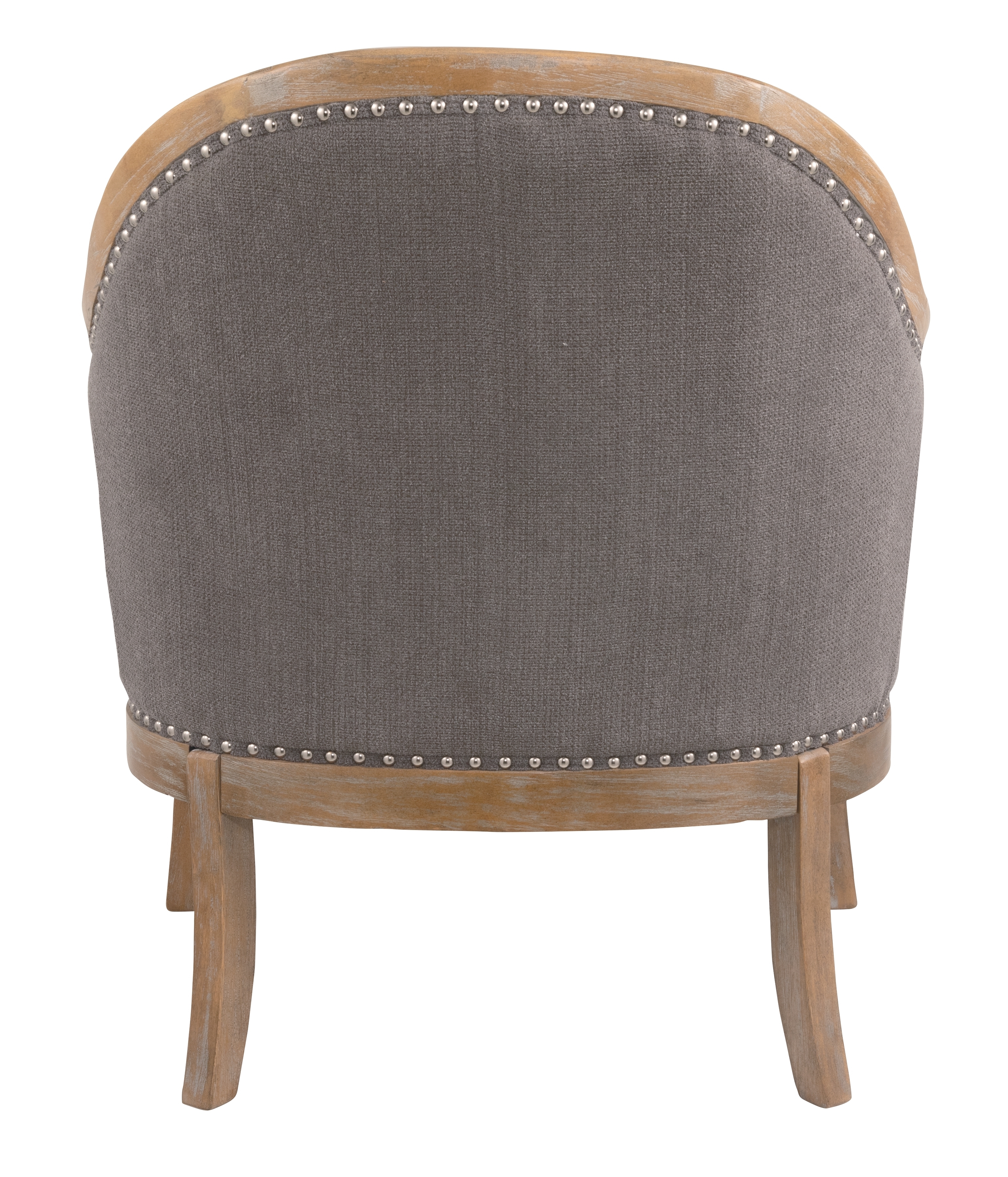 Wood And Fabric Accent Chair With Nail Head Trim, Brown- Saltoro Sherpi