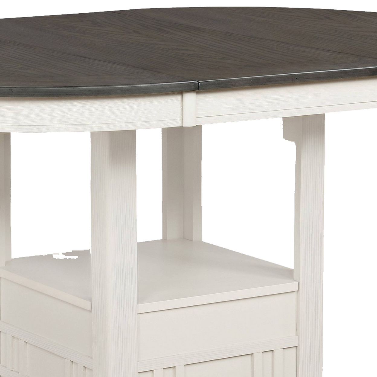 Counter Height Table With Leaf Extension, White And Gray- Saltoro Sherpi