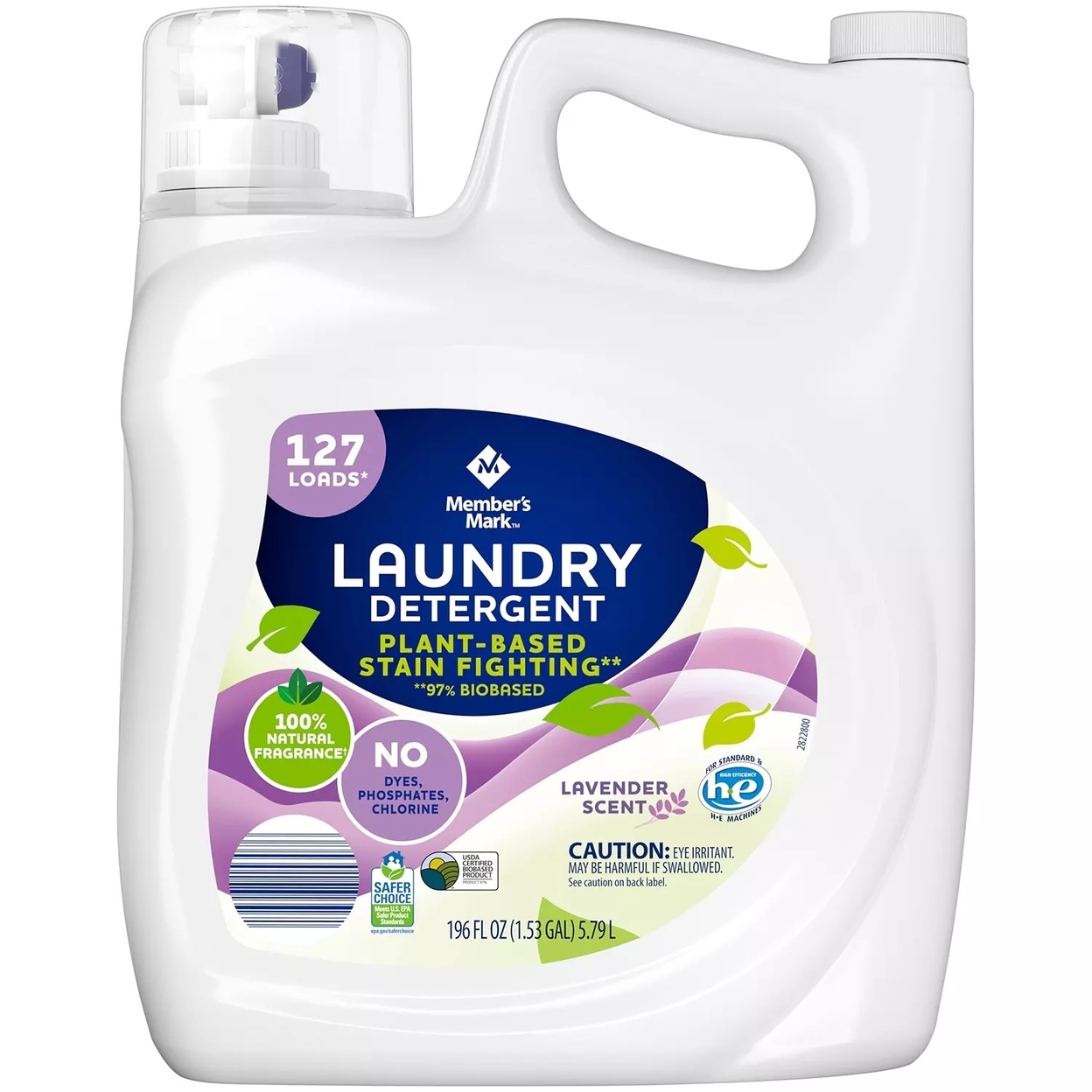 Member's Mark Plant Based Liquid Laundry Detergent, Lavender 196 Fl Oz, 127 Load