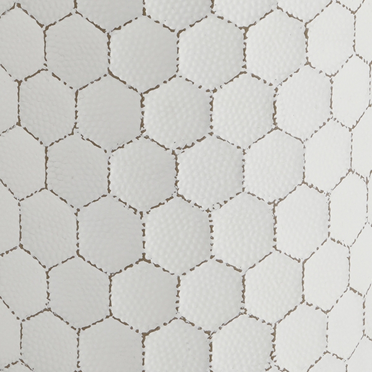 Round Shaped Metal Accent Stool With Honeycomb Pattern, White- Saltoro Sherpi