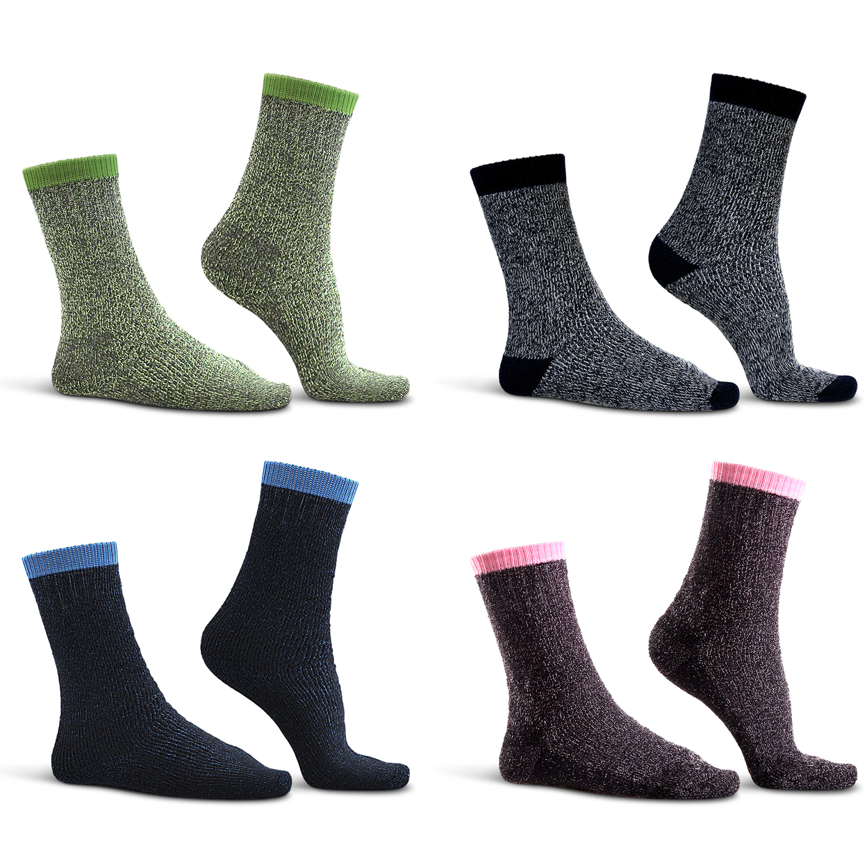 4-Pairs: Women's Cozy Soft Thick Winter Warm Thermal Insulated Heated Crew Socks
