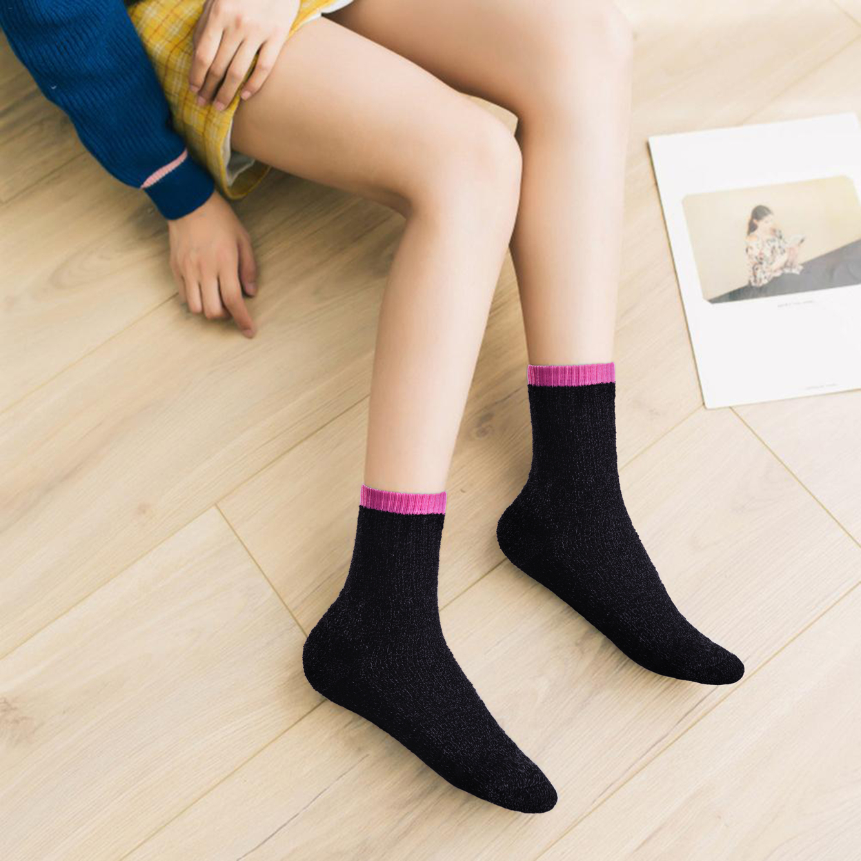 2-Pairs: Women's Cozy Soft Thick Winter Warm Thermal Insulated Heated Crew Socks
