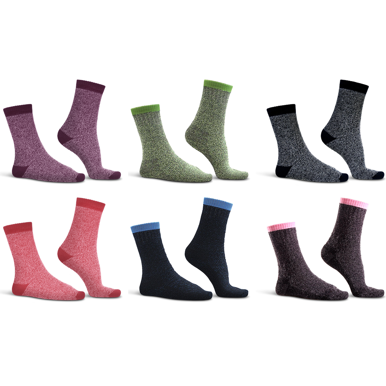 6-Pairs: Women's Cozy Soft Thick Winter Warm Thermal Insulated Heated Crew Socks