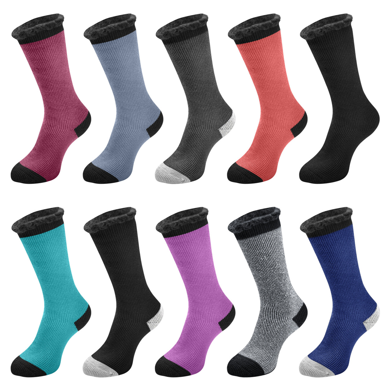 5-Pairs: Men's Thermal-Insulated Brushed Lined Warm Heated Winter Socks For Cold Weather