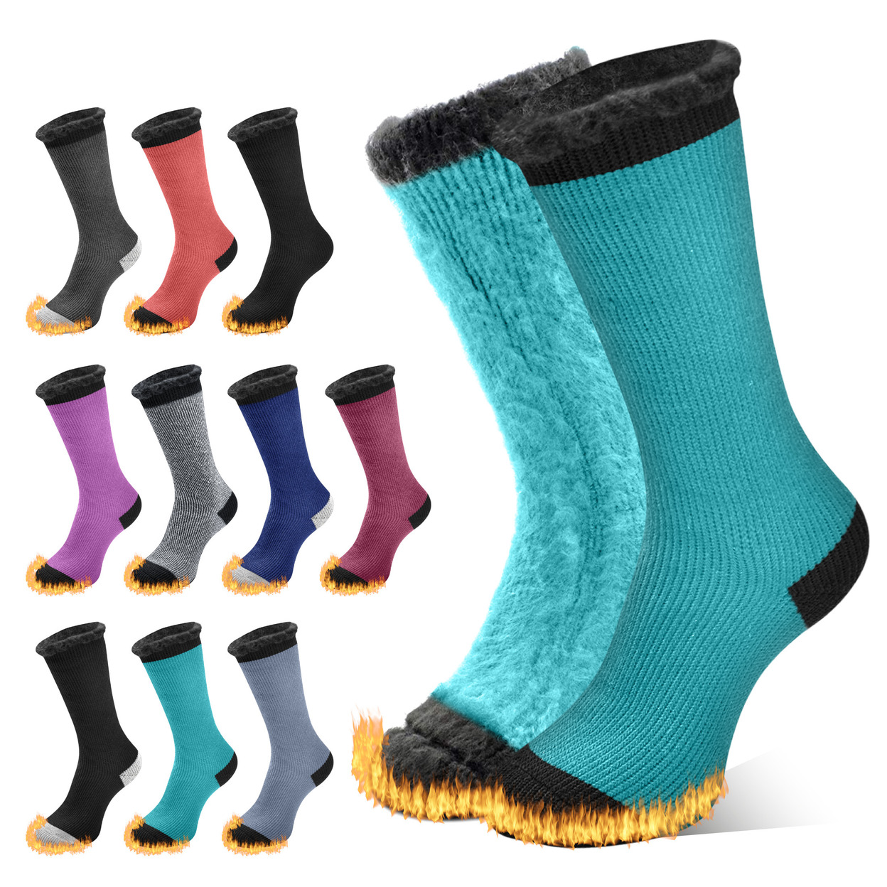 4-Pairs: Men's Thermal Insulated Brushed Lined Warm Heated Winter Socks For Cold Weather