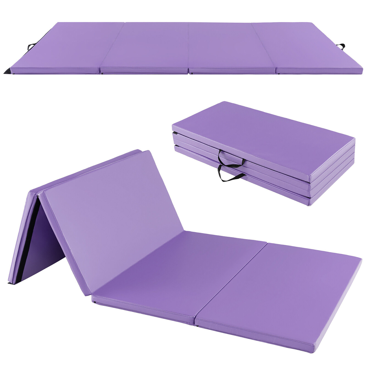 8' X 4' X 2'' Folding Gymnastics Mat Tumbling Exercise PU Leather Cover For Yoga
