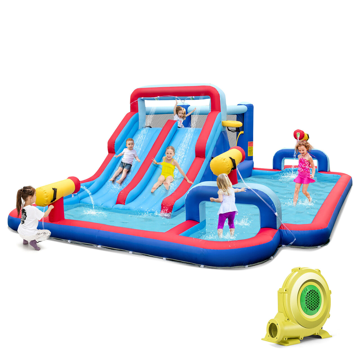 Inflatable Water Slide Park Kids Bounce House Climbing Jumping With 950W Blower