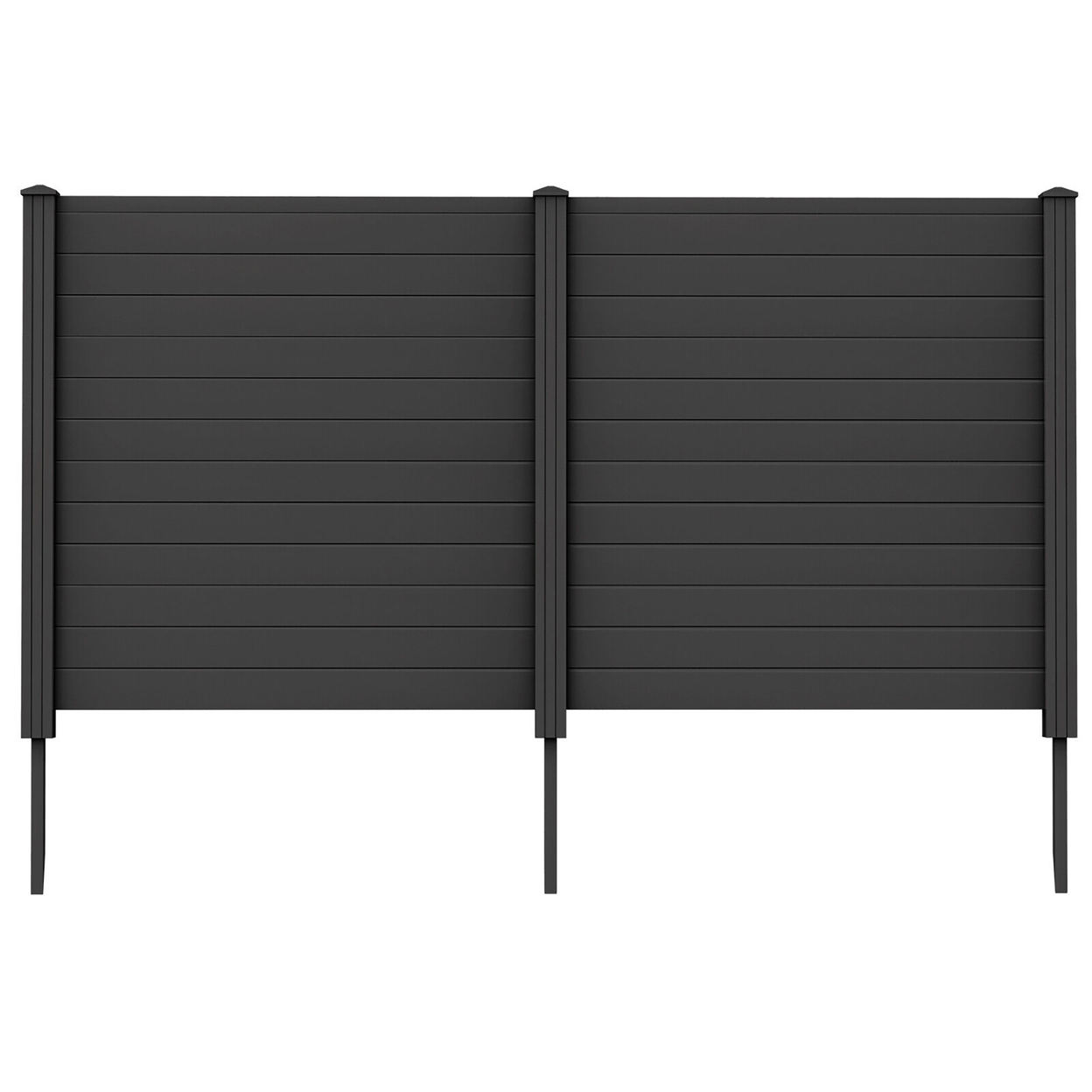 Outdoor PVC Privacy Panels 2-Pack Picket Fence W/ 3 Cuspidal Foot Stakes Black
