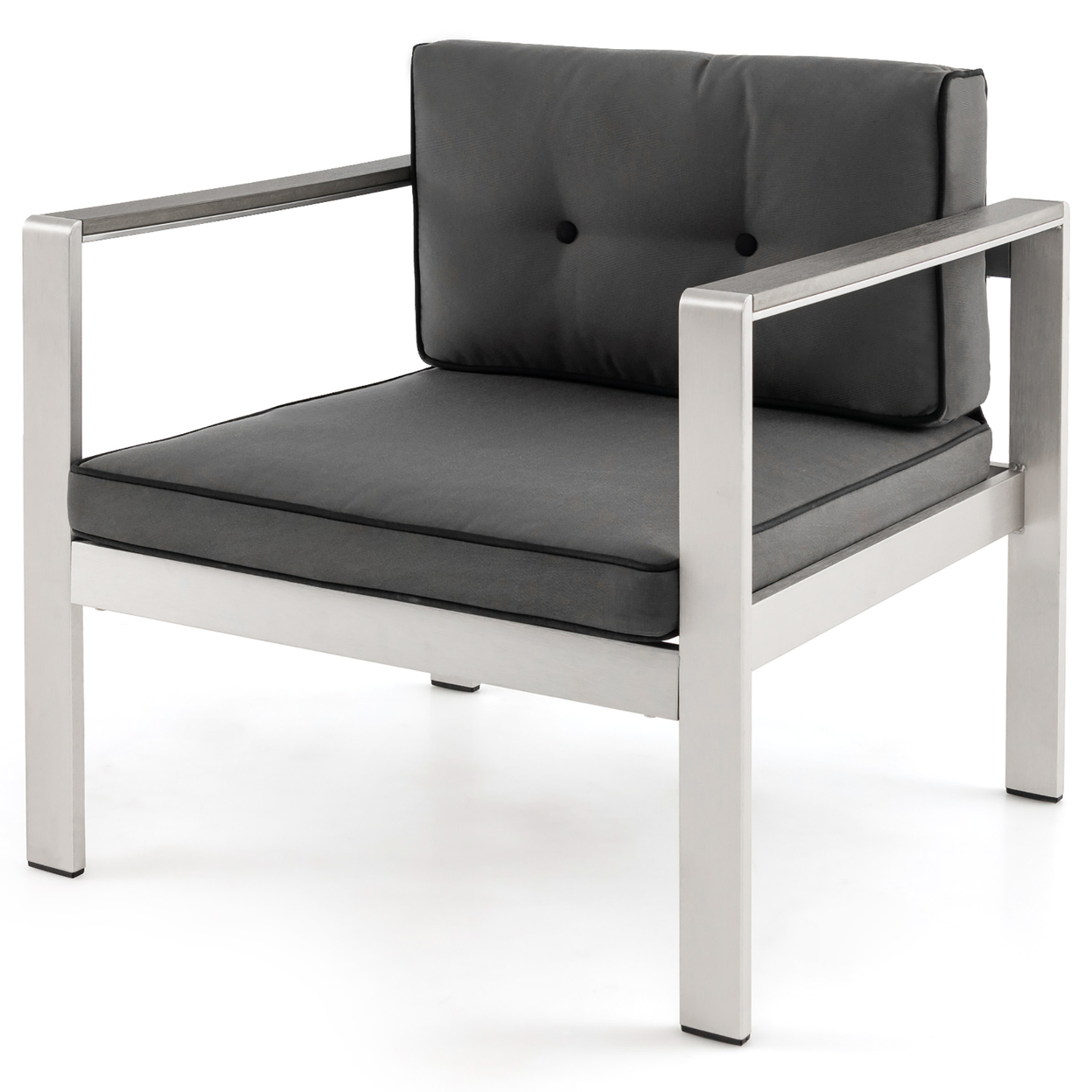Patio Aluminum Armchair Contemporary Sofa Chair W/ WPC Armrests