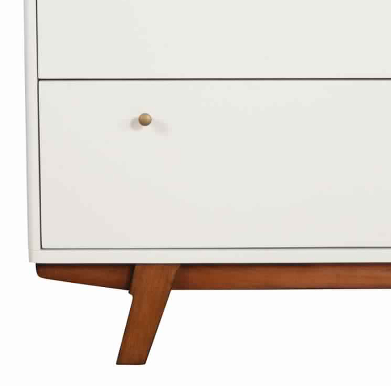 3 Drawer Wood Chest With Round Pulls And Angled Legs, Small,White And Brown- Saltoro Sherpi