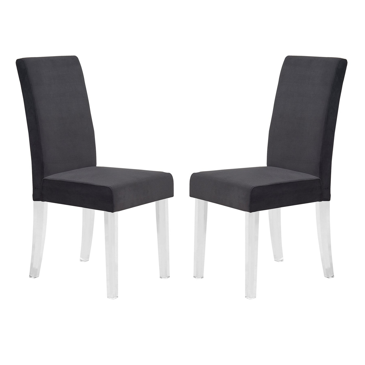 Curved Back Velvet Upholstered Modern Dining Chair, Set Of 2, Black- Saltoro Sherpi