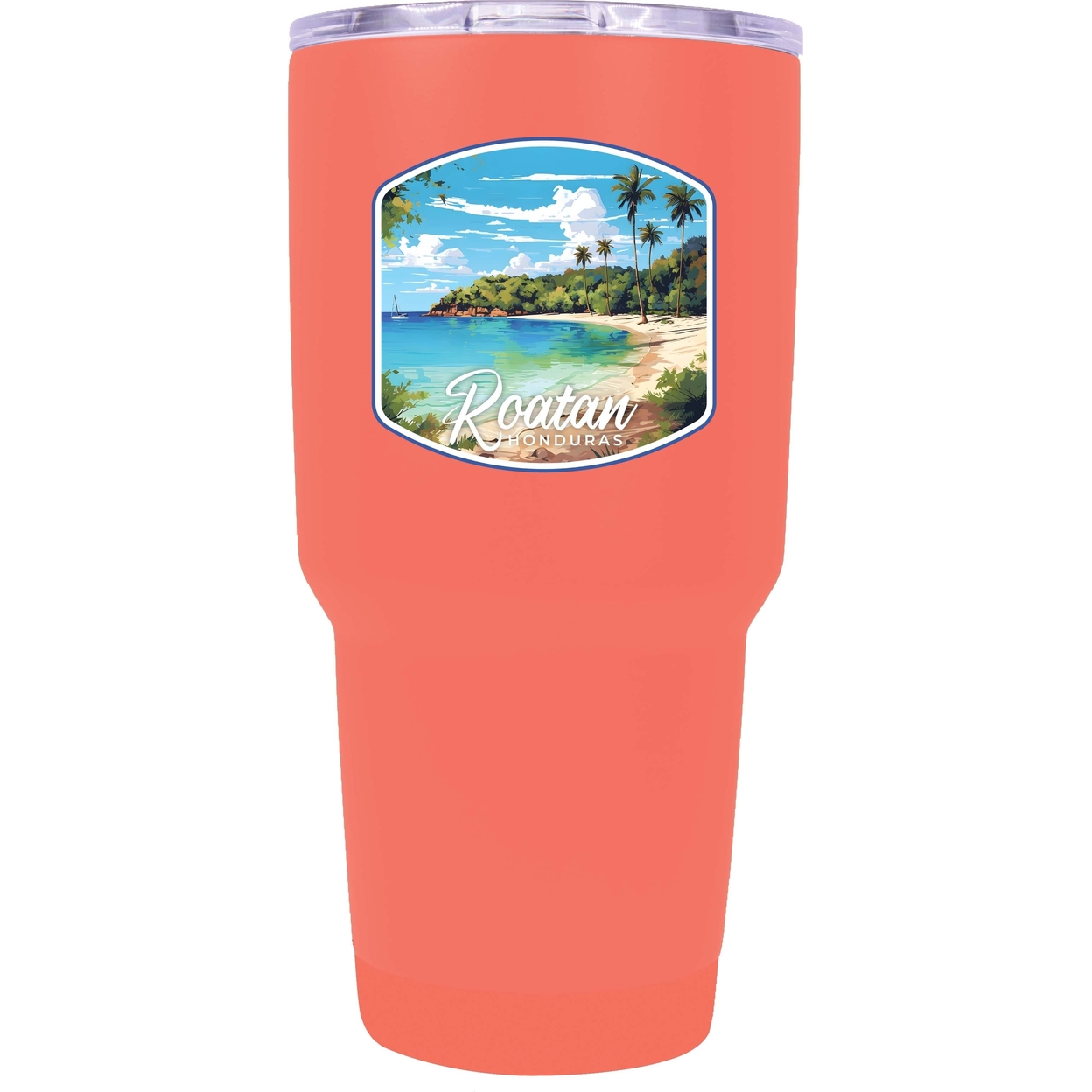 Roatan Honduras Design C Souvenir 24 Oz Insulated Tumbler - Coral,,Single