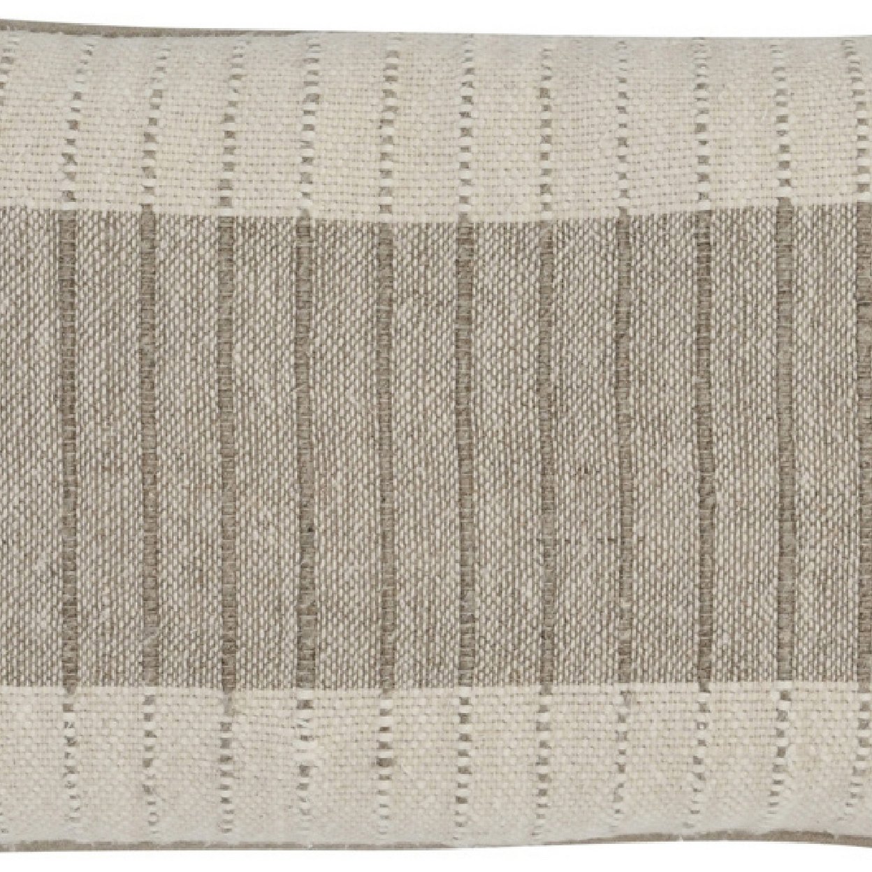 14 X 26 Lumbar Accent Throw Pillow, Yarn Dyed Woven Striped Design, Beige - Saltoro Sherpi