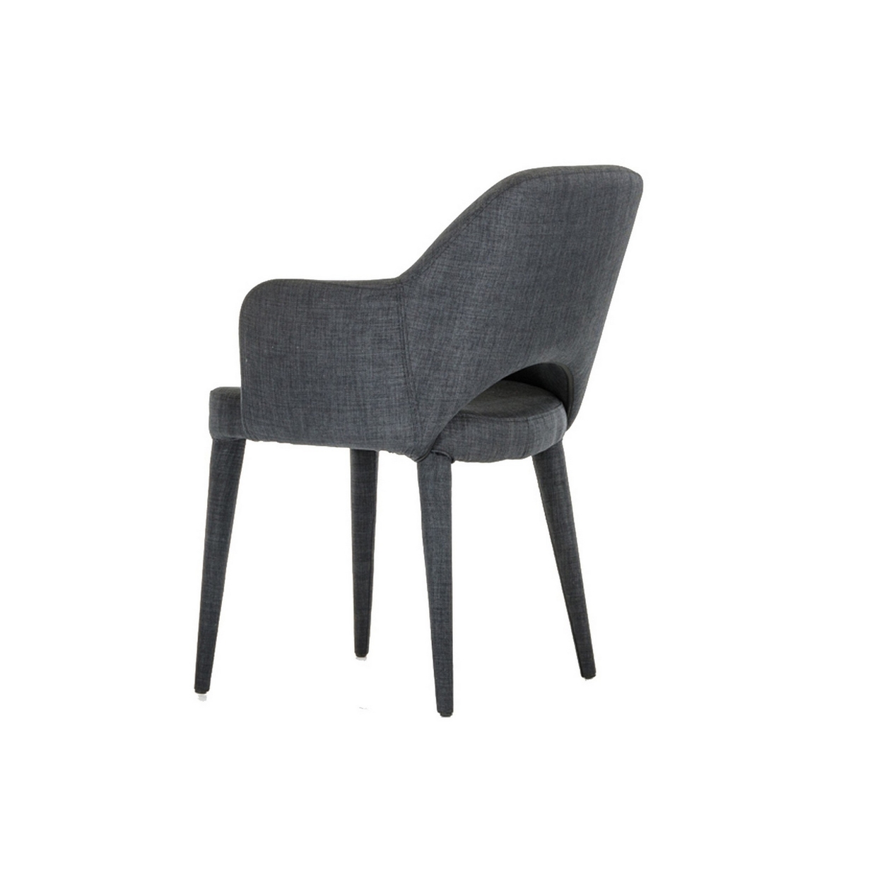 Fabric Upholstered Metal Dining Chair With Cutout Back Design, Gray- Saltoro Sherpi