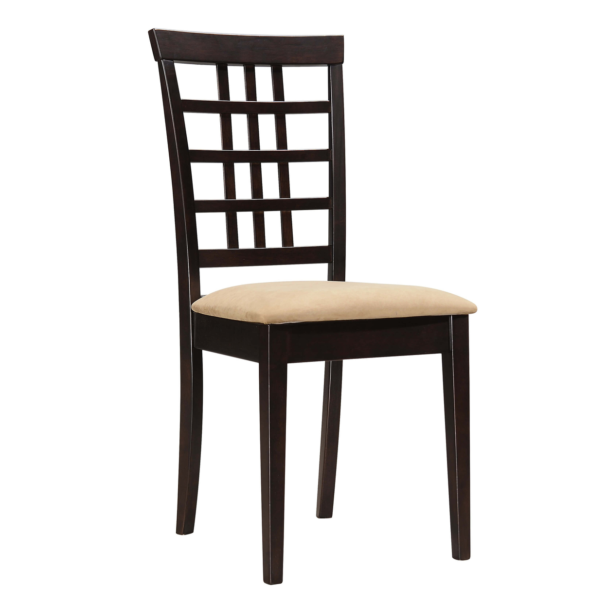 Geometric Wooden Dining Chair With Padded Seat, Set Of 2, Brown And Beige- Saltoro Sherpi