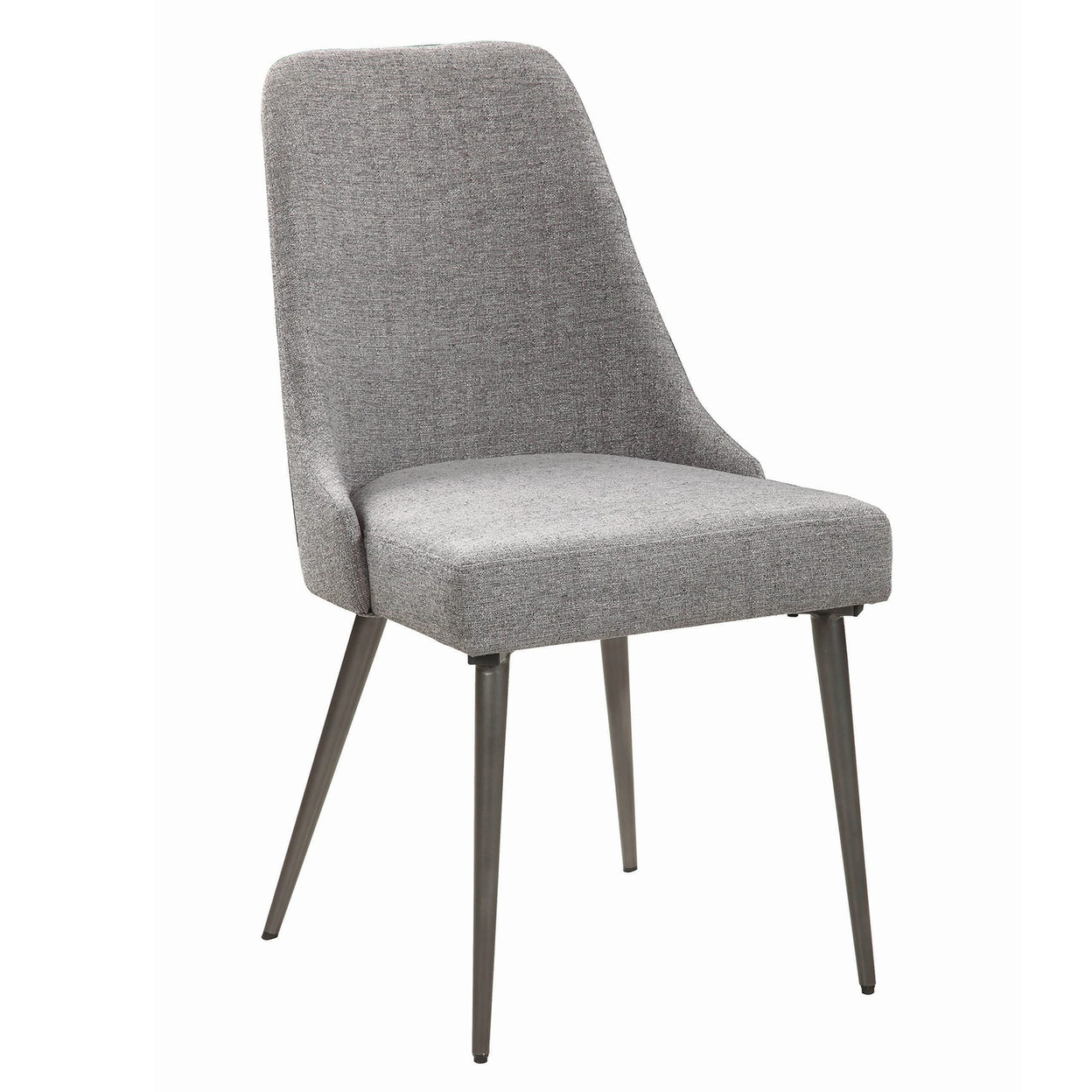 Textured Fabric Upholstered Metal Frame Dining Chair, Set Of 2, Gray- Saltoro Sherpi