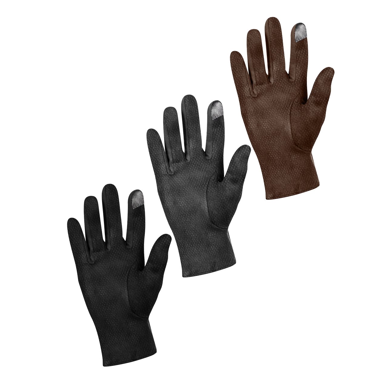 3-Pairs: Winter Warm Soft Lining Weather-Proof Touchscreen Suede Insulated Gloves