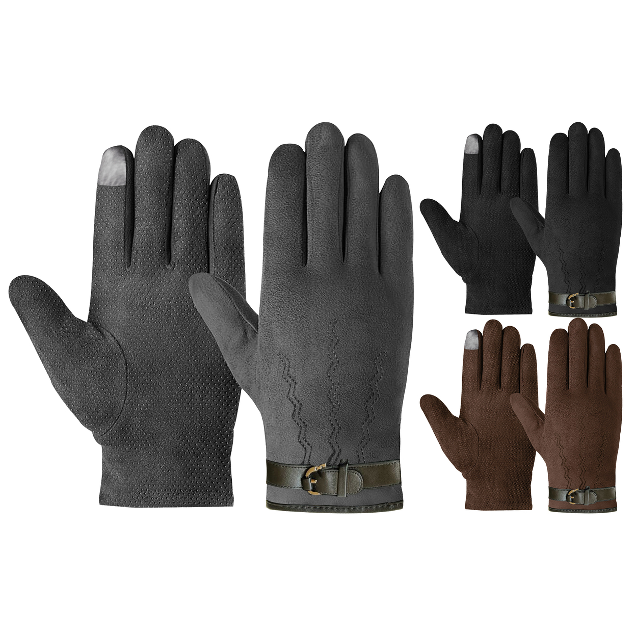 4-Pairs: Winter Warm Soft Lining Weather-Proof Touchscreen Suede Insulated Gloves