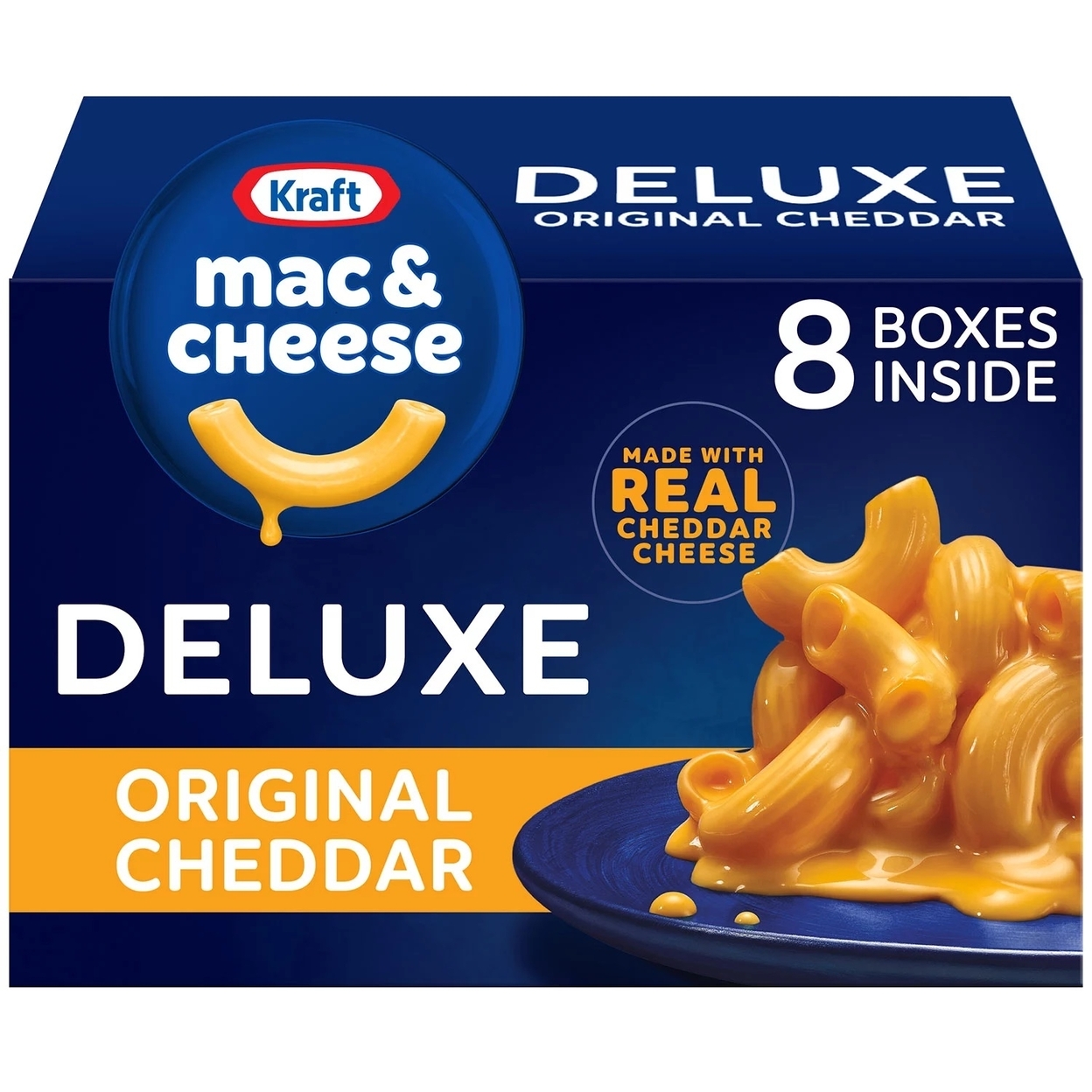 Kraft Deluxe Original Cheddar Macaroni And Cheese Dinner, 14 Ounce (Pack Of 8)
