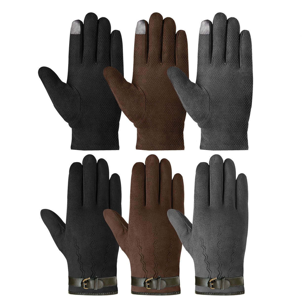 Winter Warm Soft Lining Weather Proof Touchscreen Suede Insulated Gloves - Grey