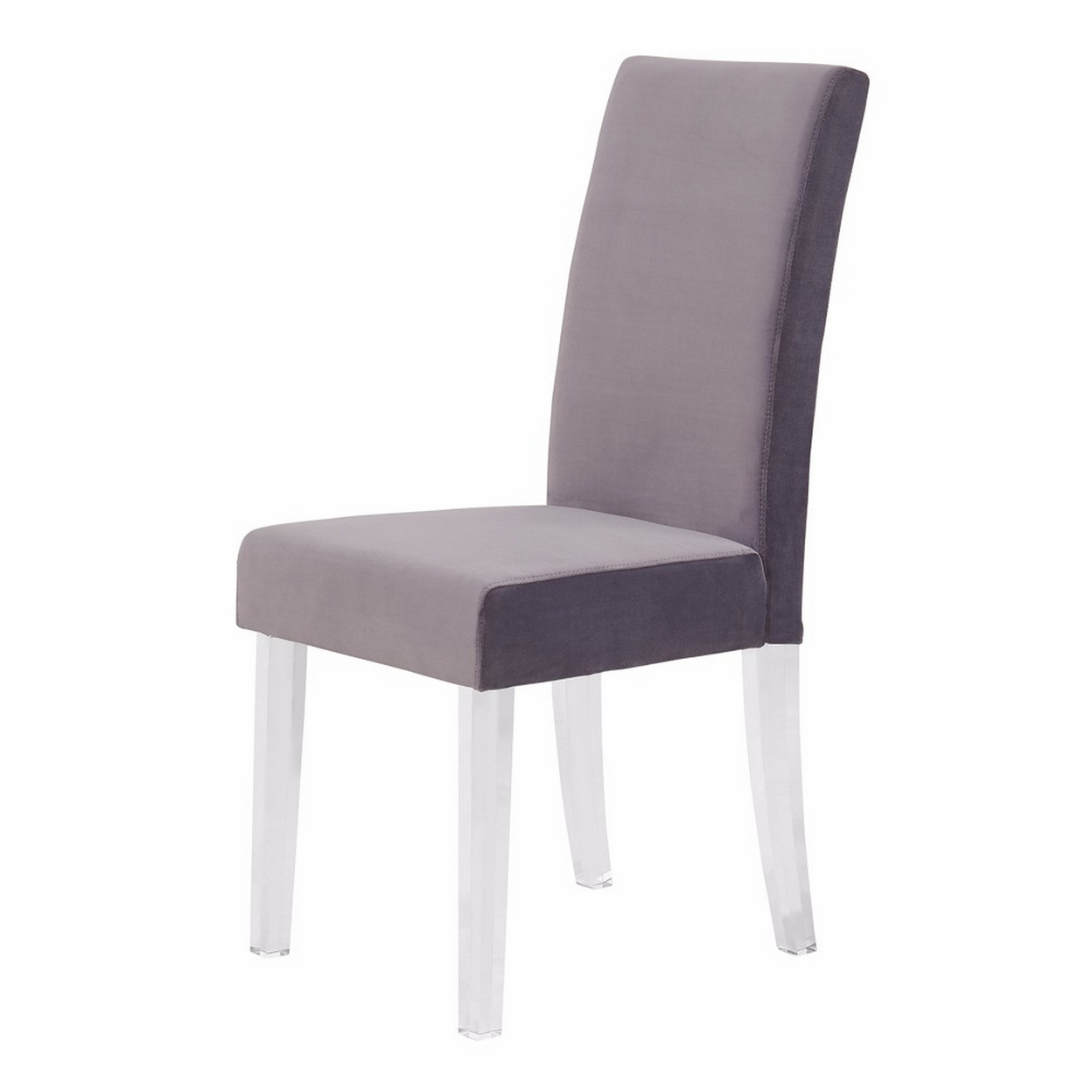 Curved Back Velvet Upholstered Modern Dining Chair, Set Of 2, Gray- Saltoro Sherpi