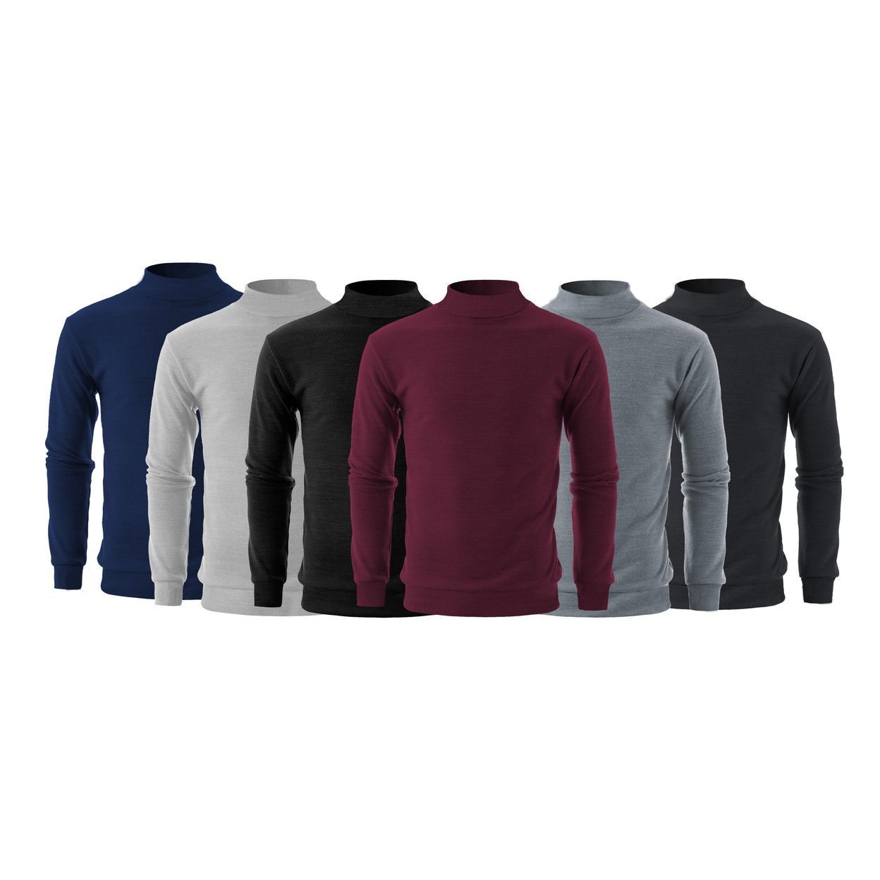 3-Pack: Men's Winter Warm Cozy Knit Slim Fit Mock Neck Sweater - Small