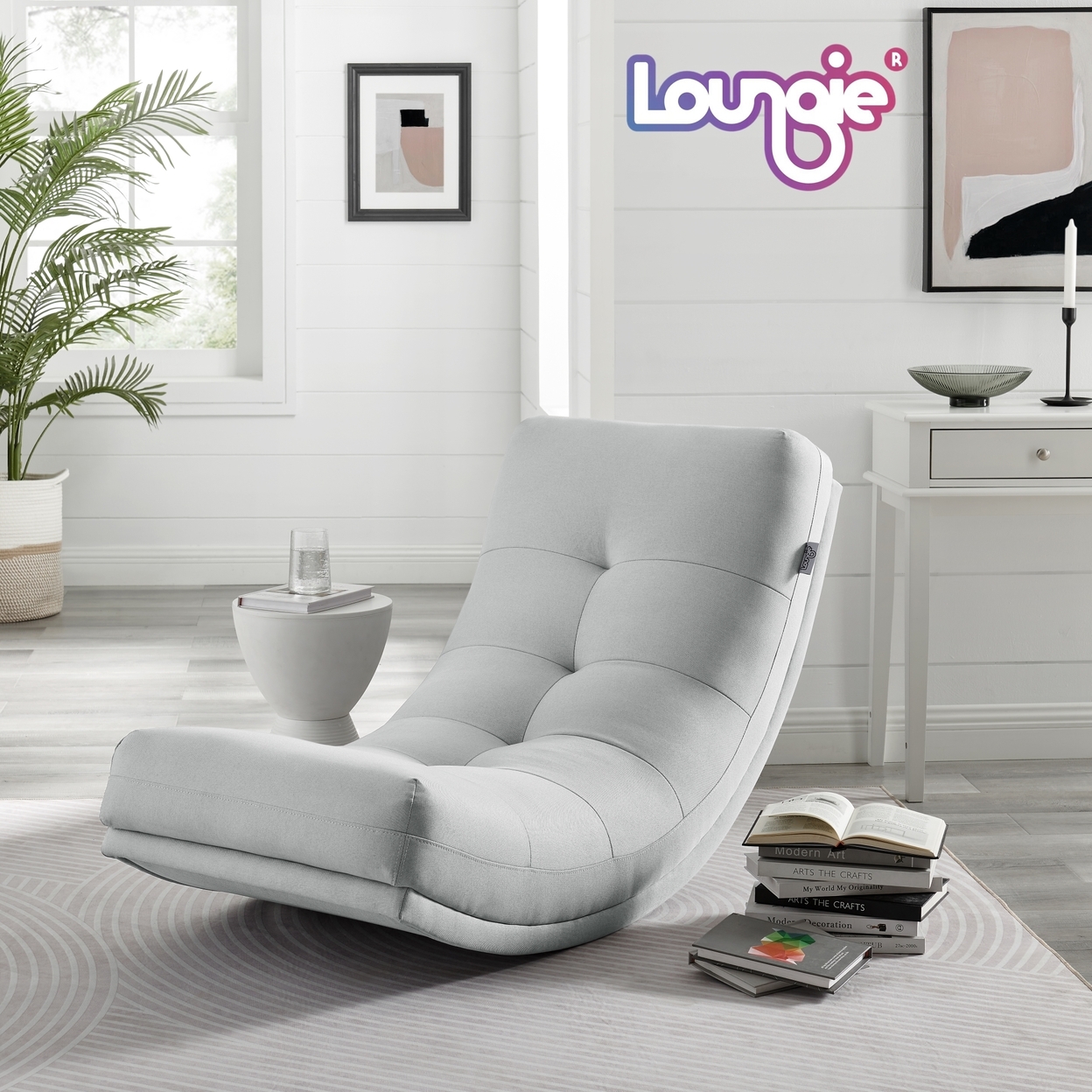 Kaniya Chair - Linen Upholstery, Tufted, Gentle Rocking Design, Ergonomic Shape And Padded Seat - Beige