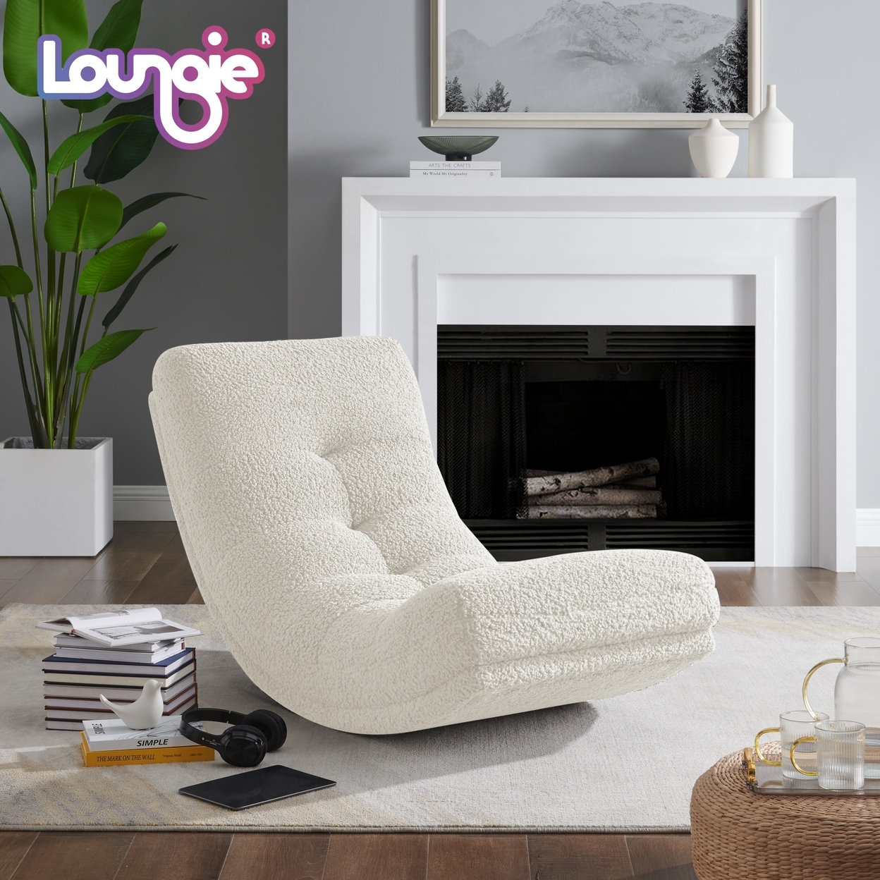 Kaniya Chair - Sherpa Upholstery, Tufted, Gentle Rocking Design, Ergonomic Shape And Padded Seat - Black