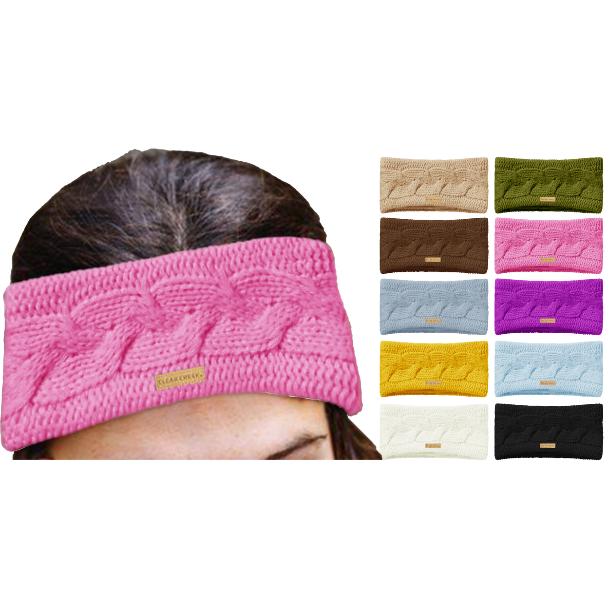 Womens Ultra-Soft Cozy Polar Fleece Lined Cable Knit Popcorn Stitch Headband - Blue