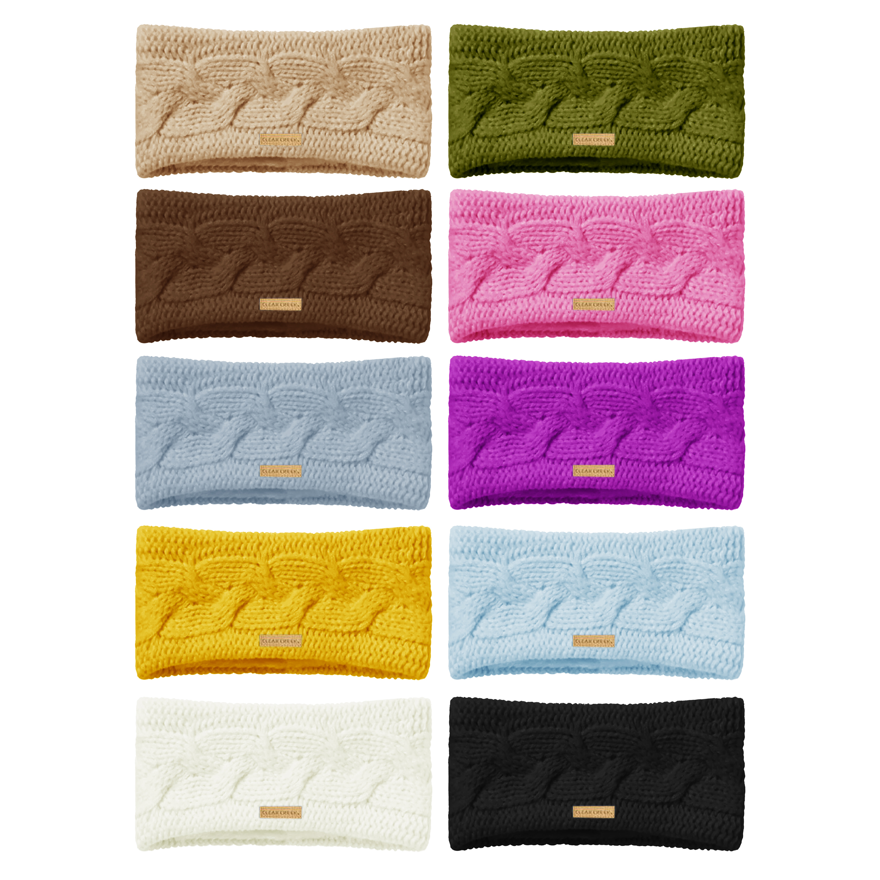 3-Pack: Womens Ultra-Soft Cozy Polar Fleece Lined Cable Knit Popcorn Stitch Headband - Black