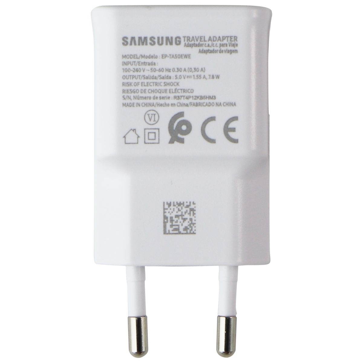 Samsung (5V/1.55A) 7.8W Travel Adapter (EU Plug) Charger - White (EP-TA50EWE)