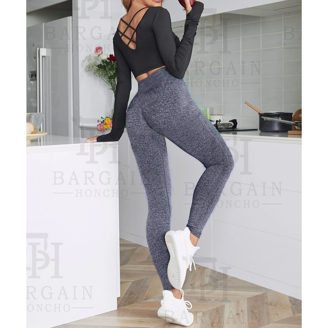 Women's High Waisted Ultra-Soft Fleece Lined Warm Marled Leggings(Available In Plus Sizes) - Charcoal, Small