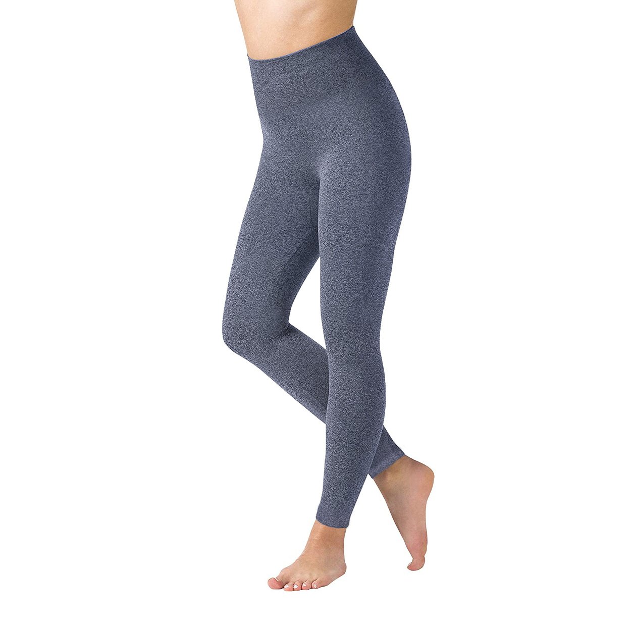 Women's High Waisted Ultra-Soft Fleece Lined Warm Marled Leggings(Available In Plus Sizes) - Navy, 2x