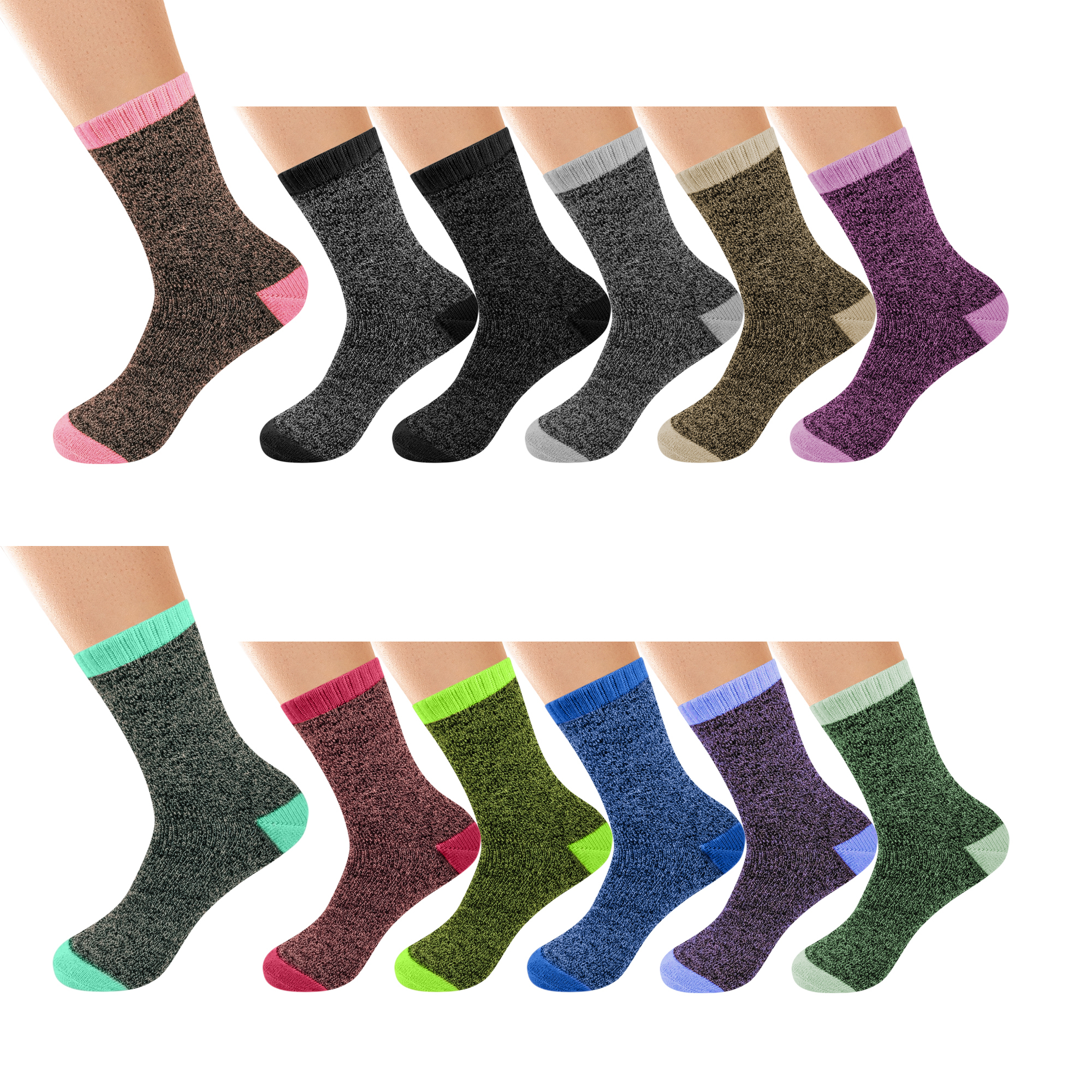 12-Pairs: Women's Winter Warm Thick Soft Cozy Thermal Boot Socks