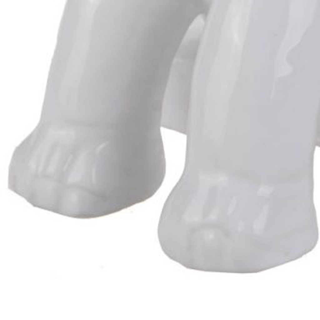 Ceramic Baby Elephant Figurine With Raised Trunk, White- Saltoro Sherpi
