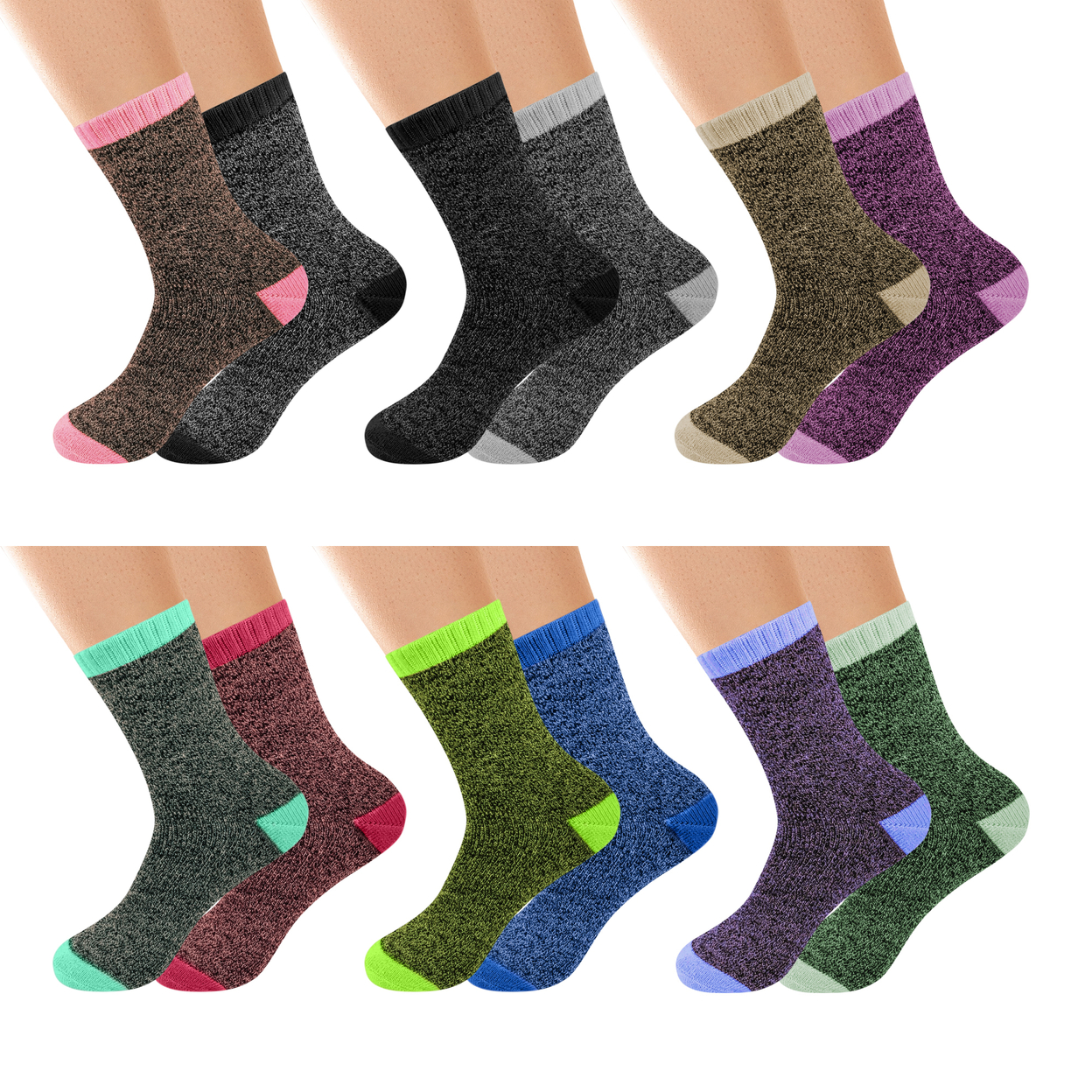 12-Pairs: Women's Winter Warm Thick Soft Cozy Thermal Boot Socks