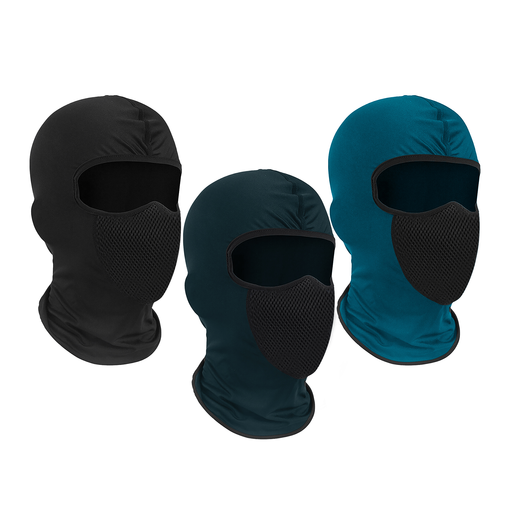 2-Pack: Men's Warm Winter Windproof Breathable Cozy Thermal Balaclava Winter Ski Full Face Mask - Black & Blue