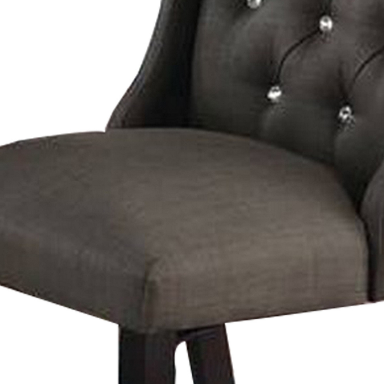 25 Inch Wood Dining Chair, Set Of 2, Button Tufted Wingback Design, Black