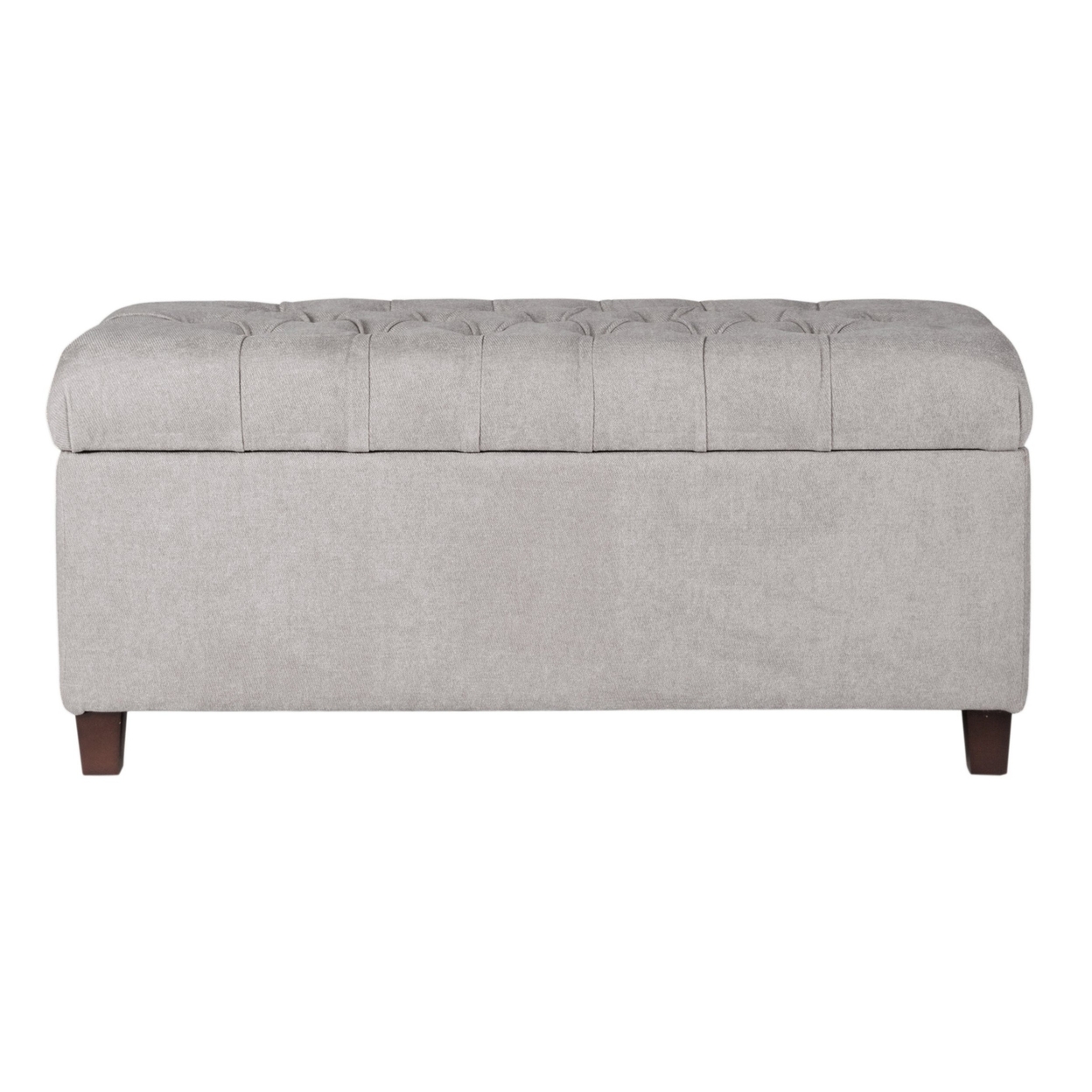 Fabric Upholstered Button Tufted Wooden Bench With Hinged Storage, Gray And Brown- Saltoro Sherpi