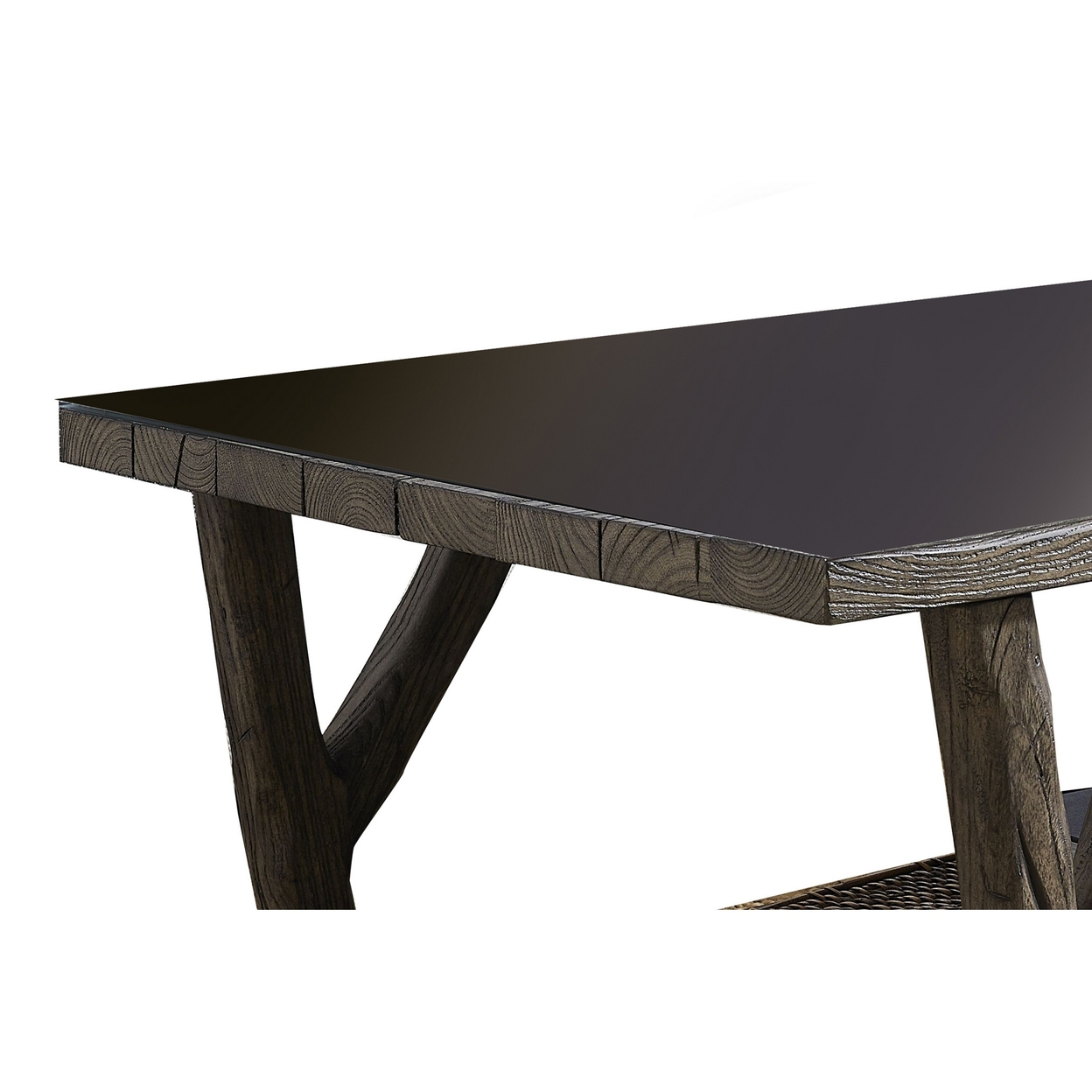 48 Inch Modern Coffee Table, Rustic Brown Solid Wood, Tree Branch Design- Saltoro Sherpi